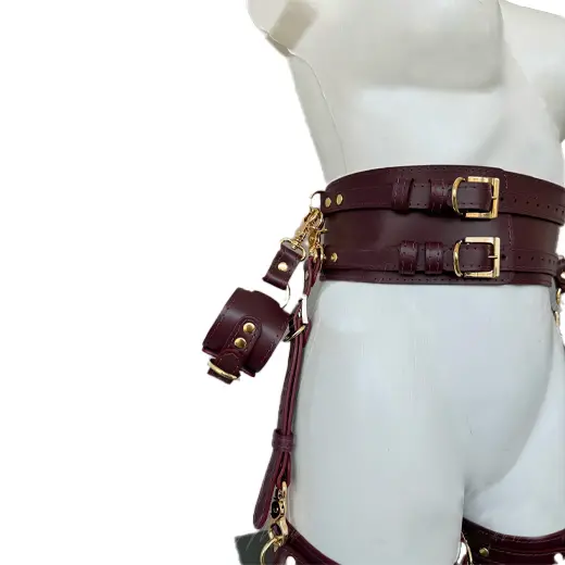 Leather Thigh Harness Set With Waist and Handcuffs